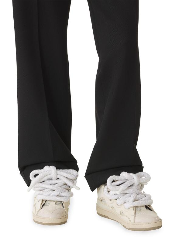 #7: حذاء Curb من الجلد بأربطة على شكل ثعبان - أسود بيج