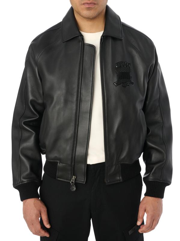 Shop Avirex - Black Icon Leather Bomber Jacket | Saks Fifth