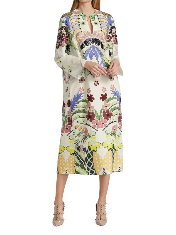 #7: فستان تونك من القطن مزيّن بالتطريز - أفوريو متعدد الألوان