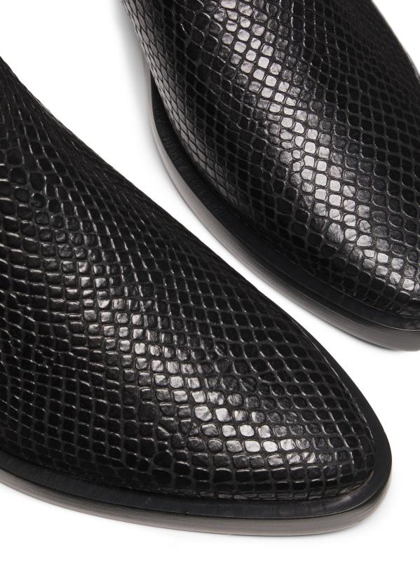 #6: أحذية الكاحل الجلدية المنقوشة بجلد الأفعى من سانتا في - أسود