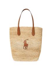 Shop Polo Ralph Lauren - Large Polo Raffia & Leather Tote Bag