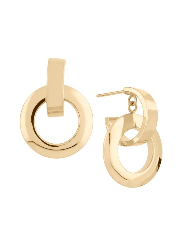 Moveable Loop 14K Yellow Gold Drop Earrings