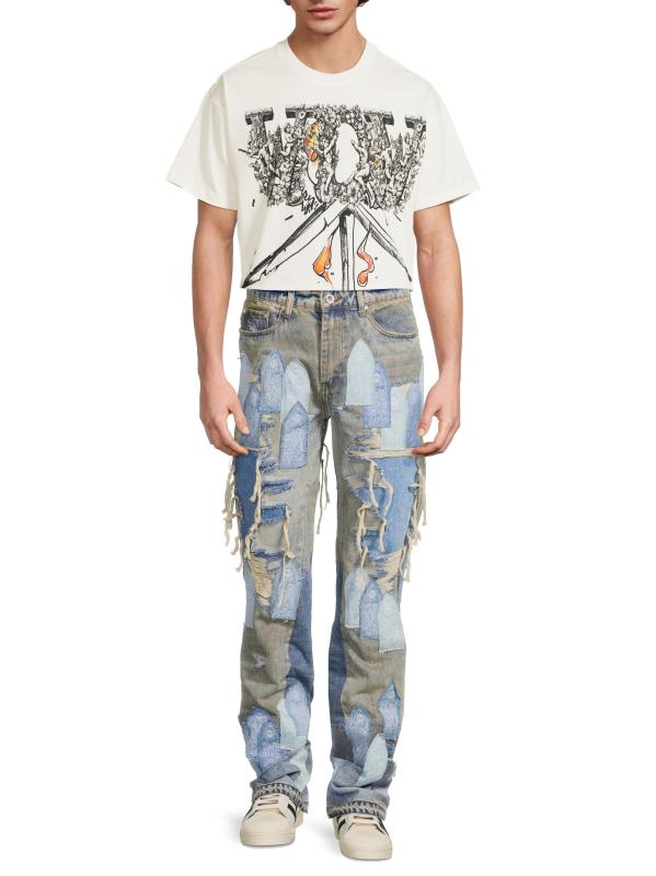 #6: بنطال جينز مريح مرمم - قماش جينز