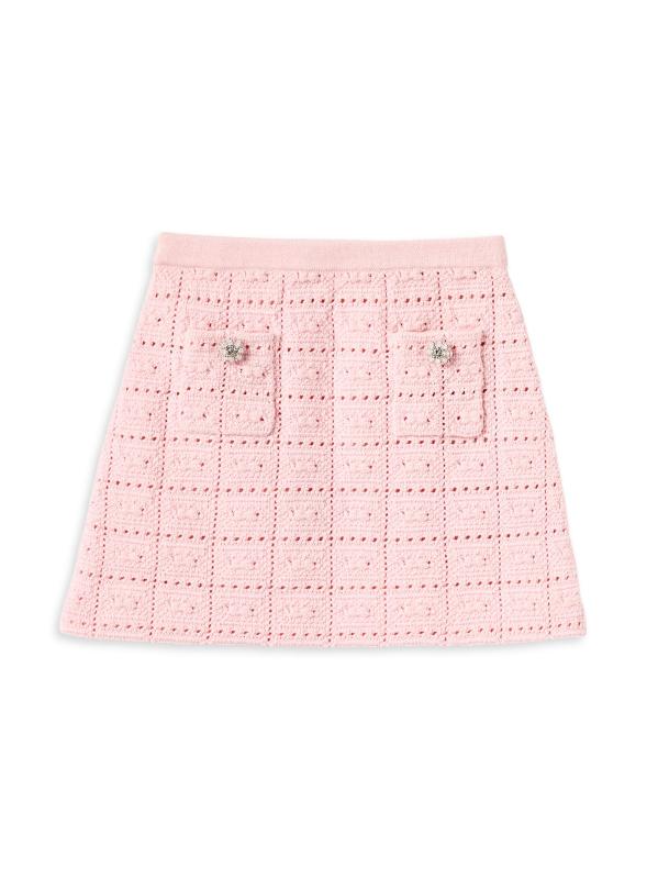 تنورة Pointelle المحبوكة المزخرفة للفتيات الصغيرات والفتيات