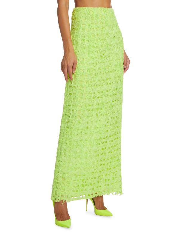 #3: تنورة متوسطة الطول بنقشة خماسية - أخضر ليموني فاتح