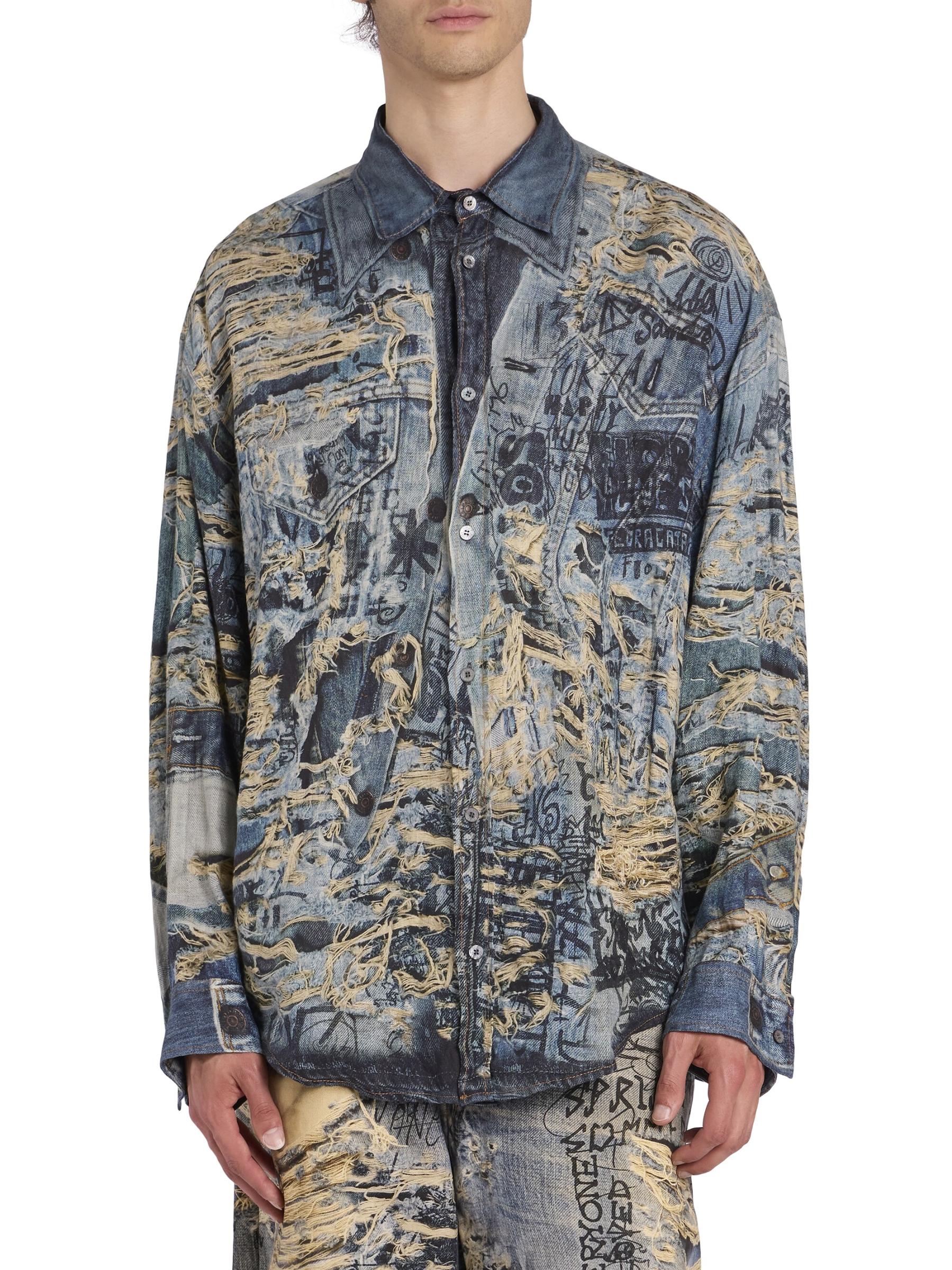 Shop Acne Studios - Setar Torn Scribble Printed Linen Shirt