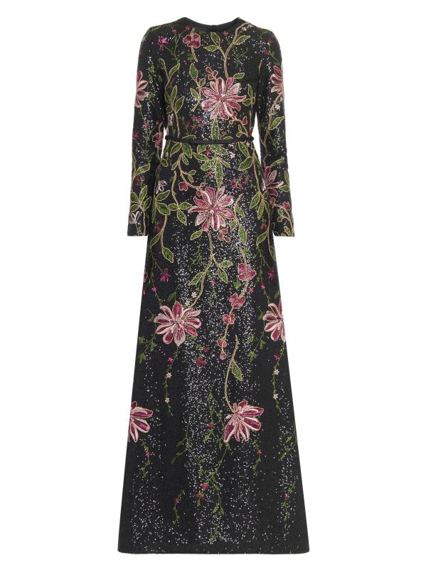 فستان ماكسي مطرّز بالترتر على شكل حرف A