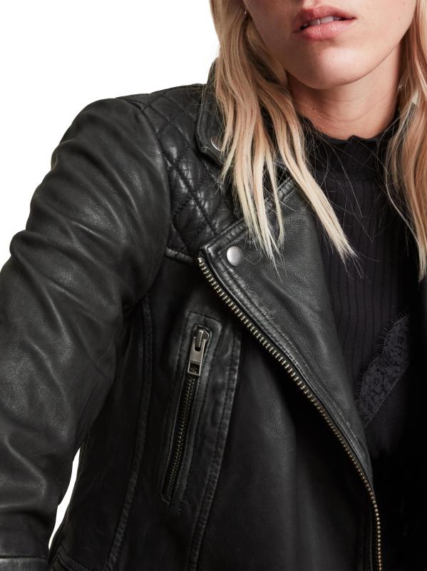 #5: جاكيت كارغو الجلدي لراكبي الدراجات - أسود + رمادي