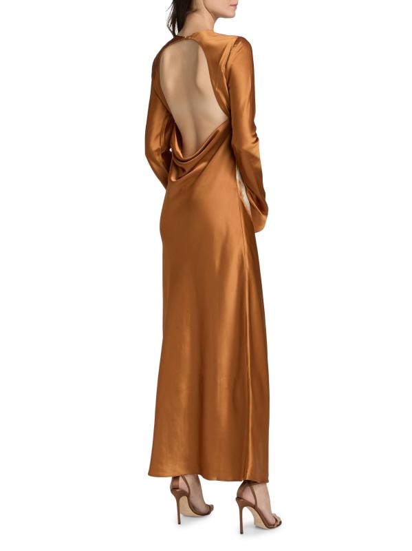 #4: فستان ماكسي ساتان من ويتونهيل أروم ليلي - زهرة الكراميل