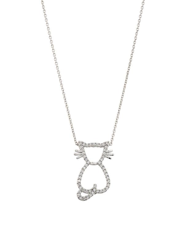 قلادة القطة من تايني تريزرز كات من الذهب الأصفر عيار 18 قيراط والألماس عيار 0.19 TCW