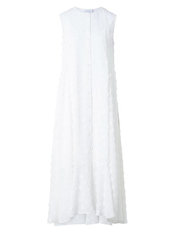 #2: فستان جورجيت متوسط الطول مزيّن بنقاط البولكا - كريم