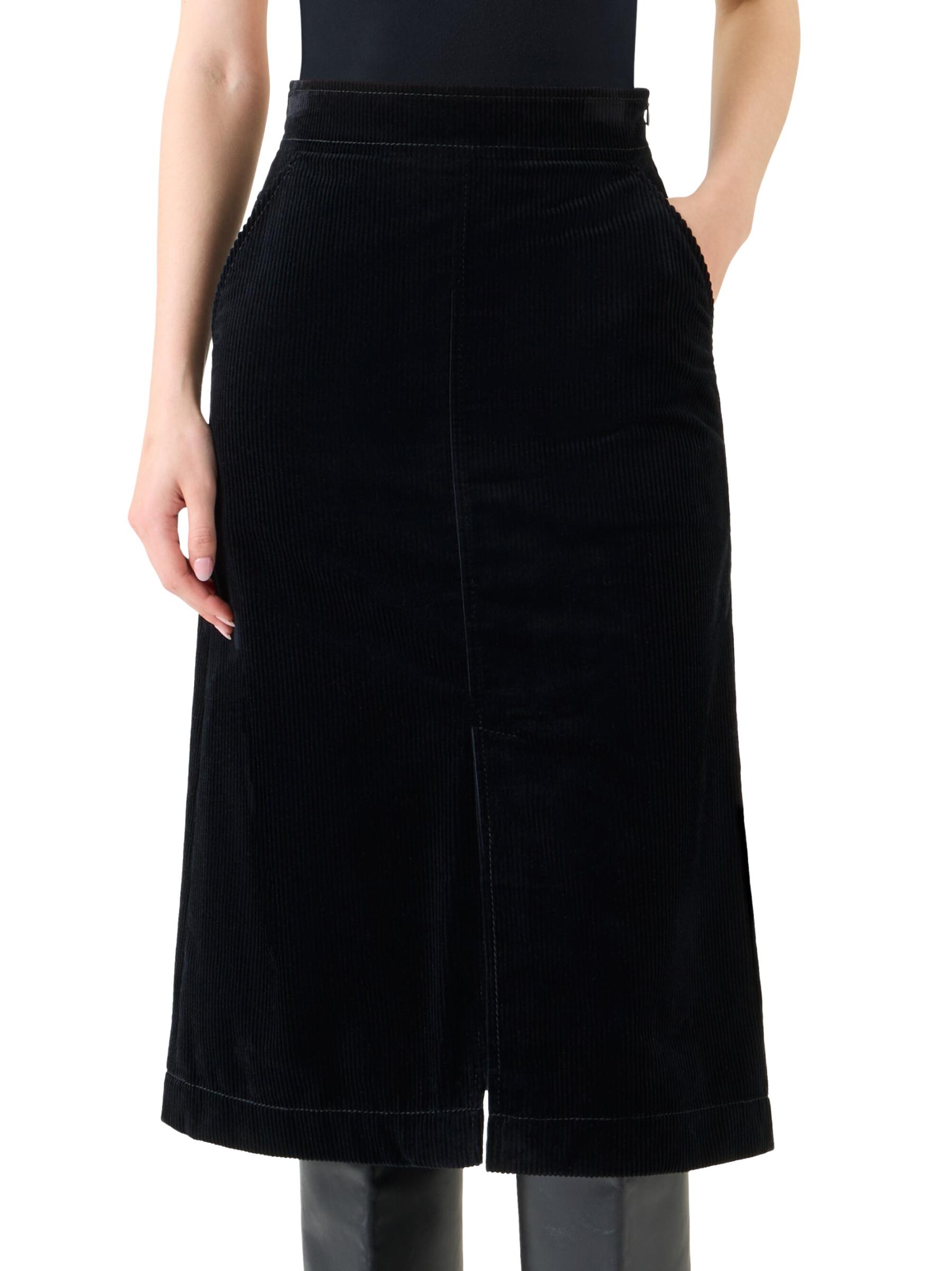 スカート [MATINKIM]corduroy tuck detailed midi skirt in black Dark Academia Corduroy Midi Skirt - Cosmique Studio