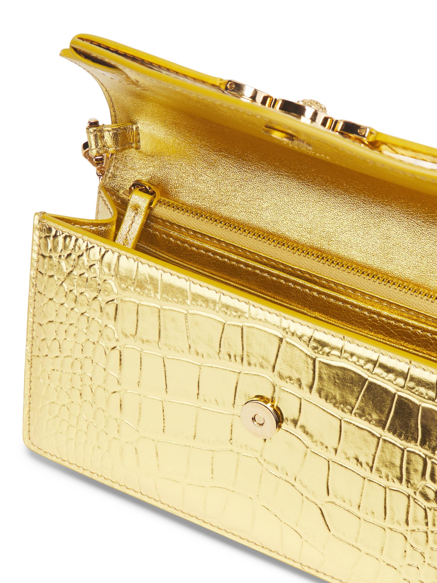 Versace - ラミネート・クロコ型押しレザー・チェーンウォレット