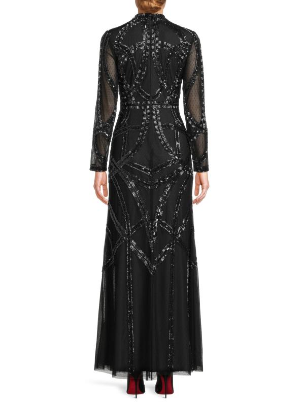 #4: فستان شبكي مطرز - أسود