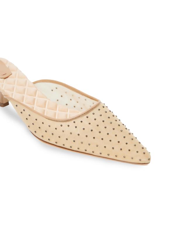 #3: حذاء بكعب قطة شبكي مرصع باللون الوردي مقاس 45 ملم - عاري