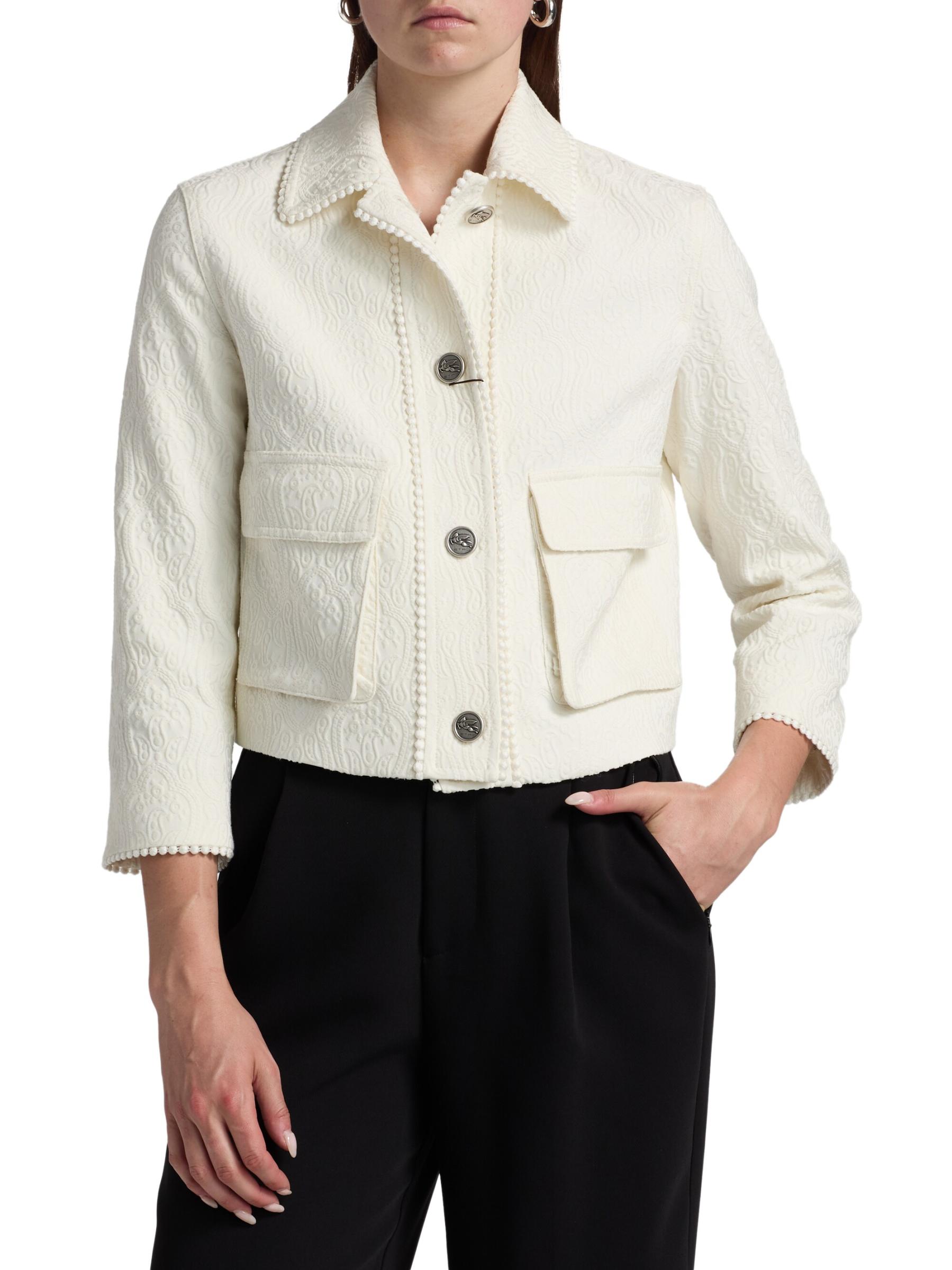 ジャケット ETRO White jacquard jacket with crossover detail Shop ETRO - Fil Coupé Jacquard Shacket | Saks Fifth Avenue