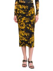 スカート VERSACE FW22 PENCIL SKIRT (1006670_1A009031E510) Barocco Pleated Silk Skirt Black,Print | VERSACE US