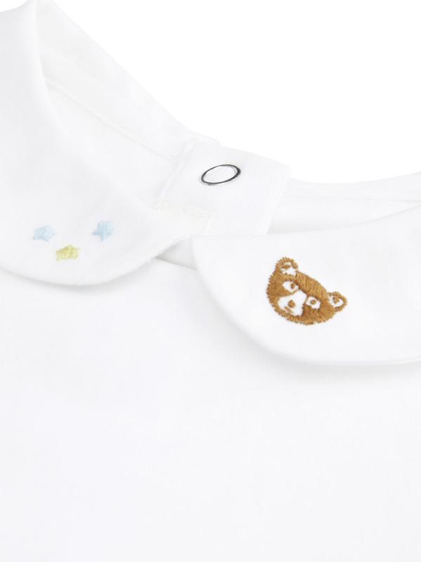 #3: بدلة داخلية مطرزة على شكل دب صغير للأطفال - أبيض