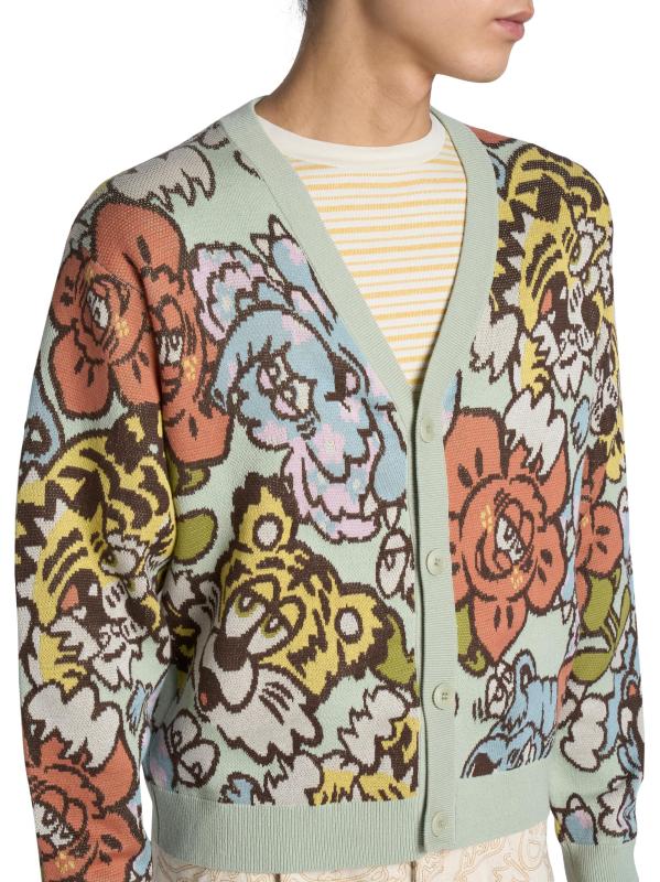 Shop KENZO - Kenzo x Verdy Intarsia-Knit V-Neck Cardigan