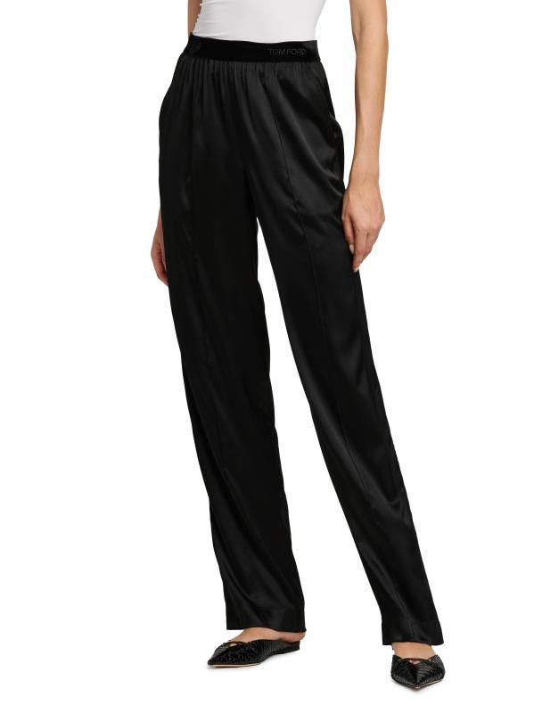 #3: بنطال بيجاما من الساتان الحريري القابل للتمدد - آنا بلاك