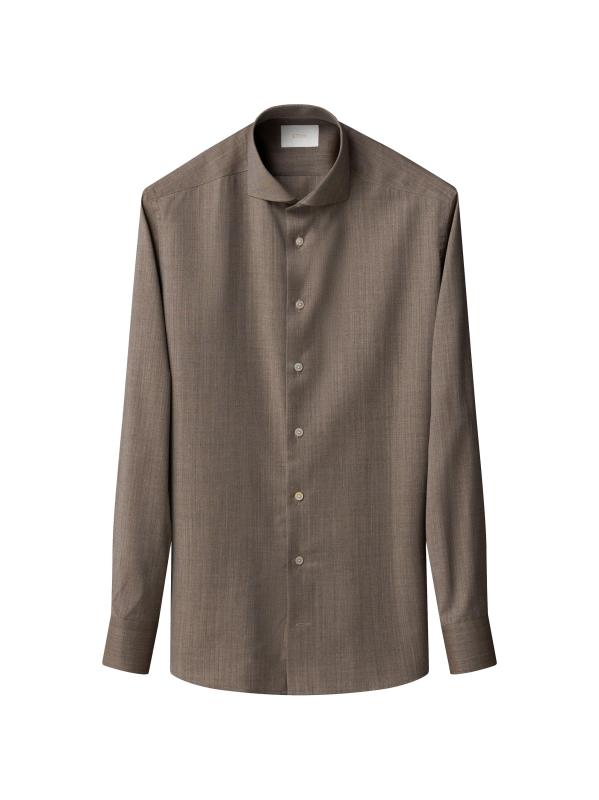 #2: قميص سوليد من صوف ميرينو بقصة ضيقة - بيج