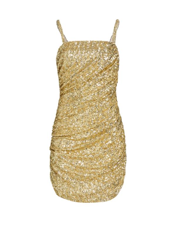 فستان قصير مزين بالترتر