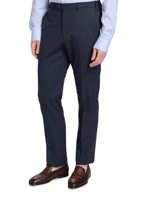 #3: بنطال من الصوف والقطن من الأمام مسطّح - أزرق متوسط صلب