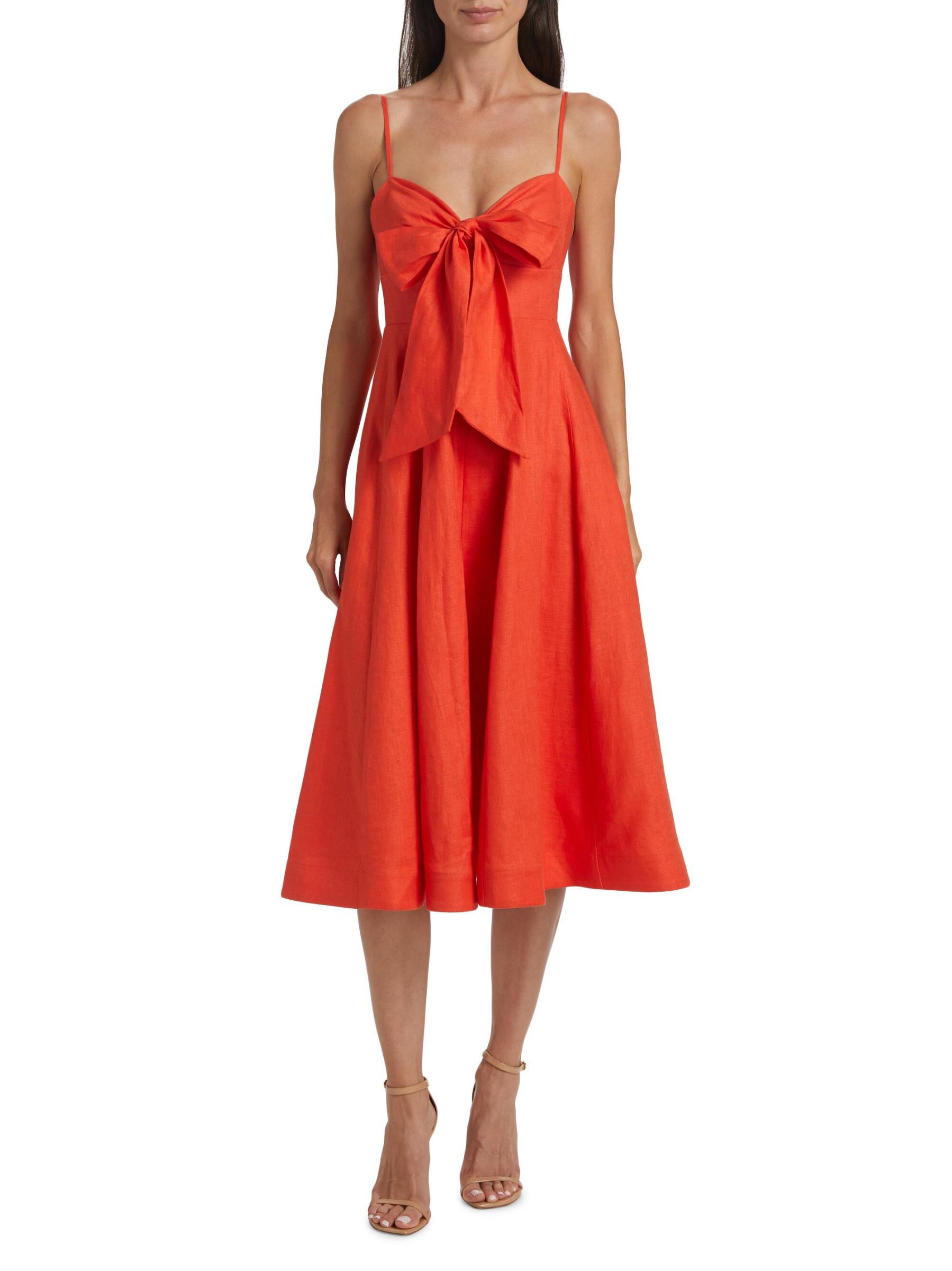 ワンピース ZIMMERMANN CRUSH LINEN MIDI DRESS Shop Zimmermann - Crush Linen Tie-Front Midi-Dress | Saks