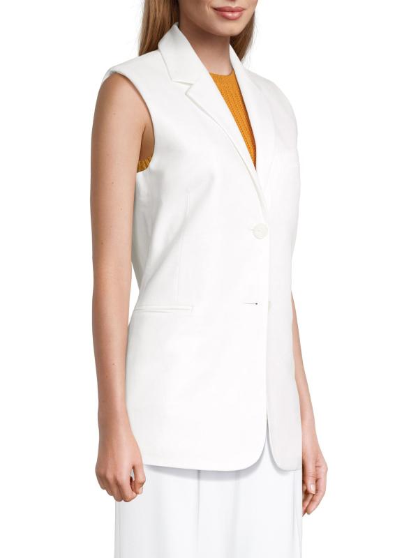 #3: بليزر بدون أكمام وحيد الصدر - أبيض