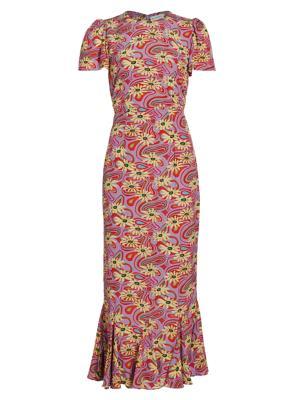 فستان لولاني متوسط الطول بنقشة الزهور