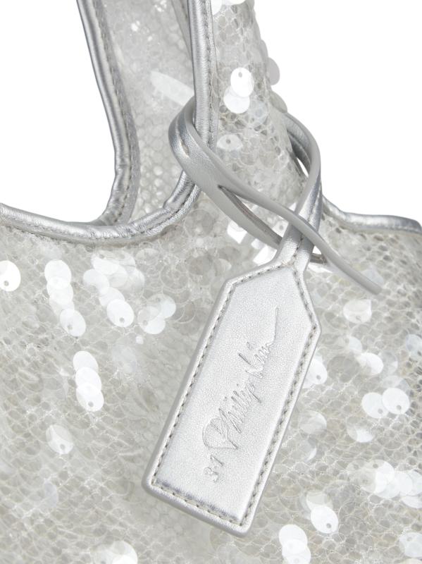 #5: حقيبة تسوق صغيرة مزيّنة بالترتر الشبكي - فضة