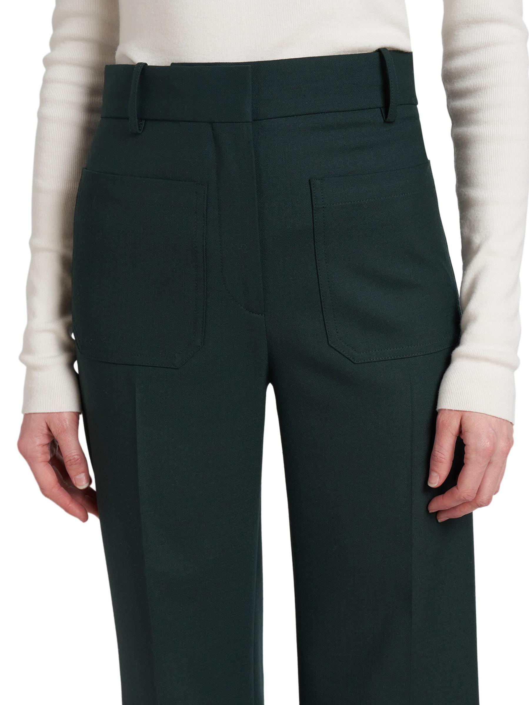 【Victoria Beckham】チェック high-riseフレアウールパンツ Victoria Beckham - アリーナ・ウールブレンド・フレアパンツ を