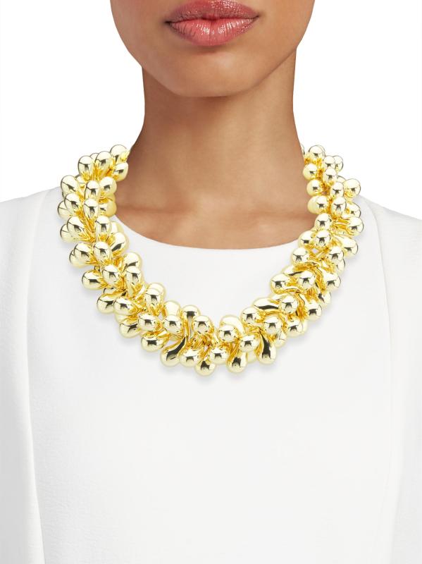 Shop Kenneth Jay Lane Goldtone Beaded Statement Necklace Saks