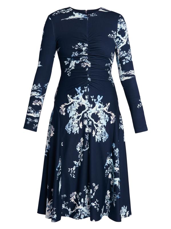ワンピース ERDEM Woman Dress Sapphire SS25D21PCFSV CARNATION CYANOTYPE Erdem Cyantope Etch Jersey Midi-Dress | Saks Fifth Avenue