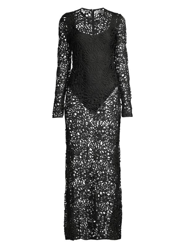 فستان كاميلا الطويل من الدانتيل الهندسي