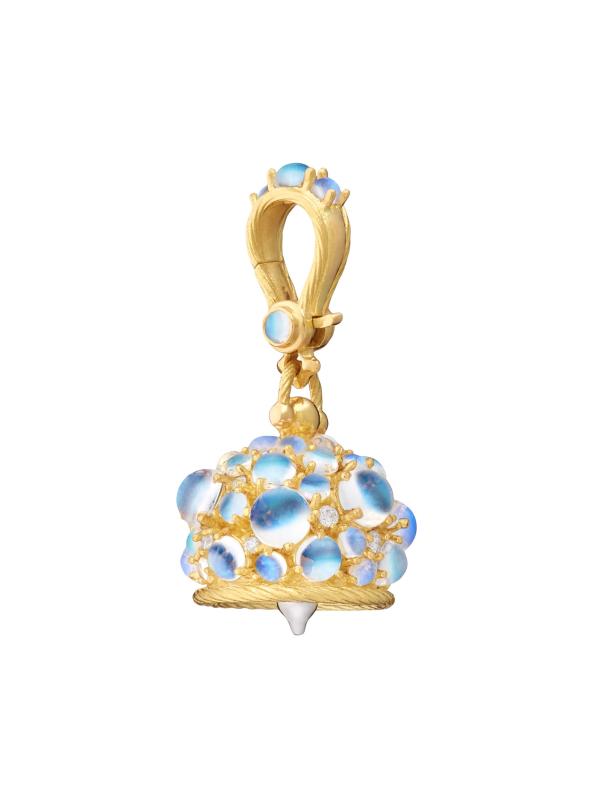 Meditation Bells 18K Yellow Gold, Blue Moonstone 
0.19 TCW Diamond Pendant