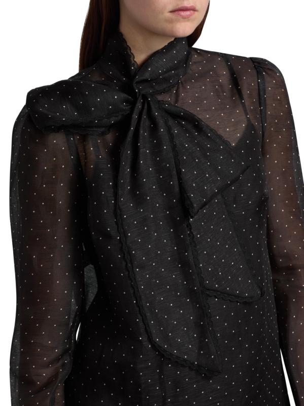 #5: فستان دريم بولكا دوت قصير بياقة مستديرة - نقطة سوداء