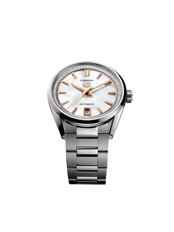 #5: ساعة كاريرا من الفولاذ المقاوم للصدأ وعرق اللؤلؤ وبسوار ألماس عيار 0.28 TCW/36 مم - أم اللؤلؤ