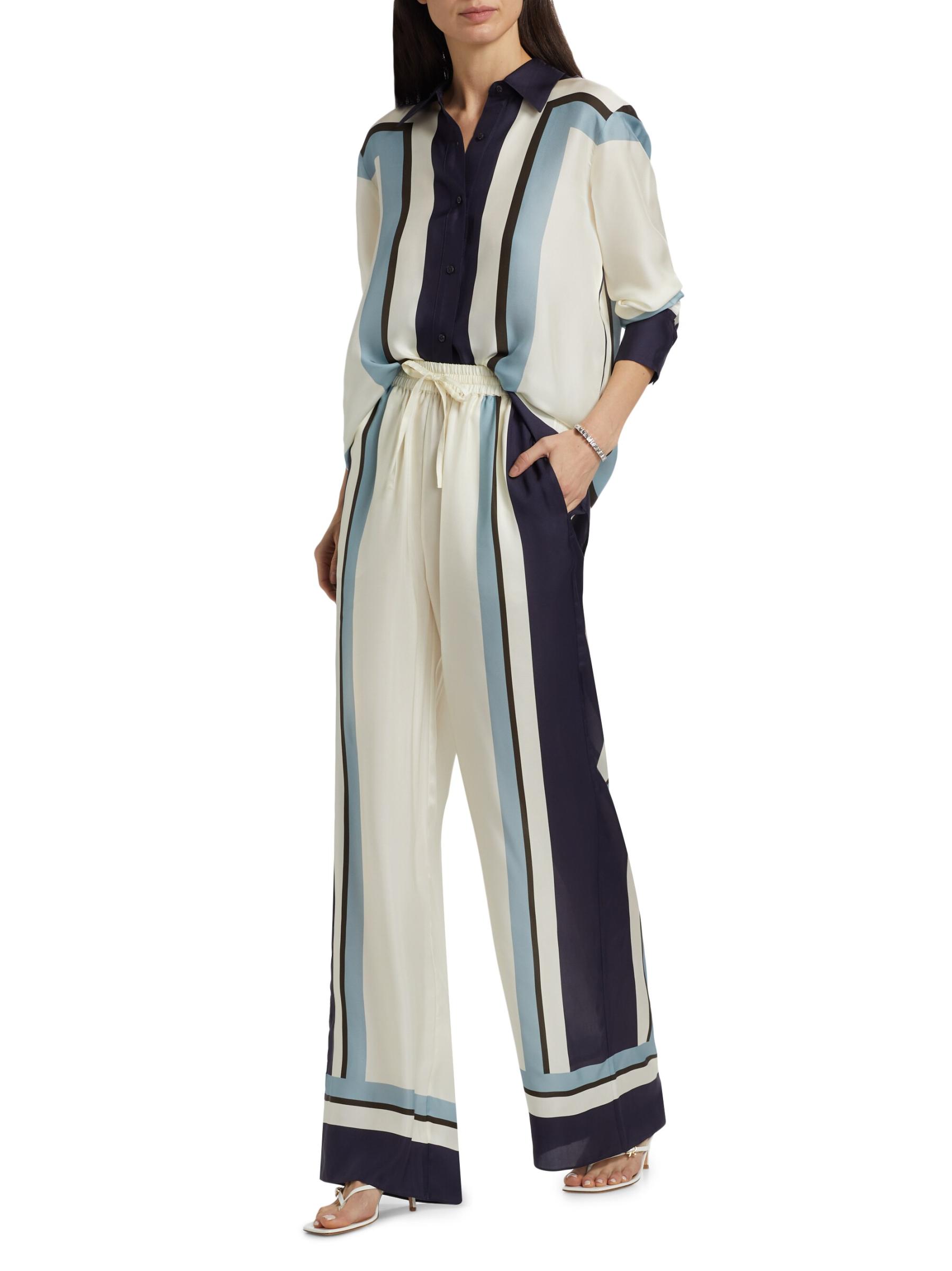VIP【関税送料無料】希少 O BIANI PRINTED SILK TROUSERS Mandy Printed Satin Trousers - Black Botanical | Baukjen