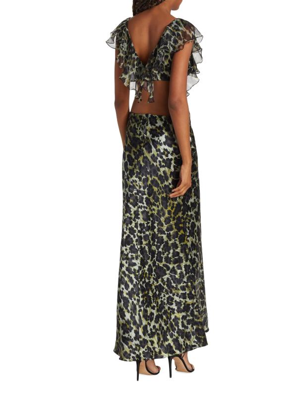 #4: فستان Malia بنقشة من الحرير بنقشة جلد الفهد - نمر كاكي