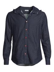 Kiton - マリアーノ・ストライプ・コットン・フードシャツ を