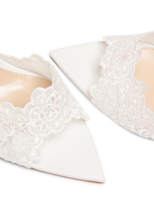 #6: صندل إيفون 80 ملم من الدانتيل الشبكي - أبيض