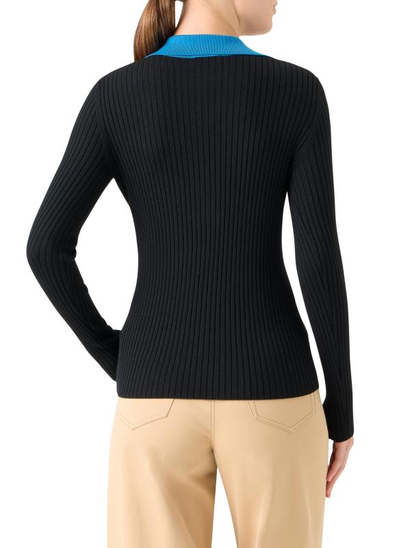 #4: بلوزة بولو محبوكة من الصوف الملون - بلاك مالتي