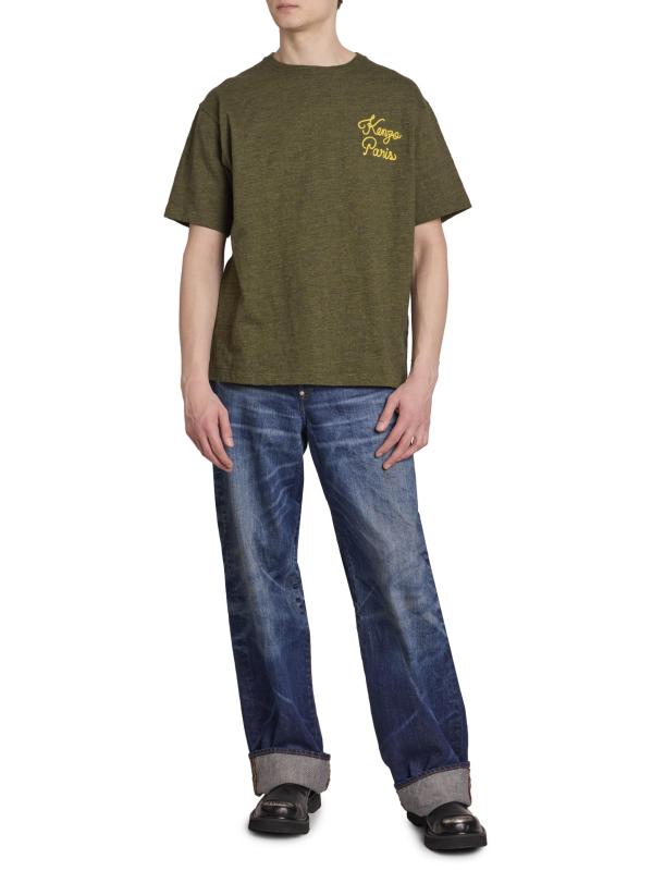 #6: بنطال جينز Turn-Up Wide - قماش جينز أزرق قذر من الأحجار