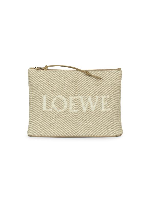 【LOEWE】Stripe cape in linen and cotton Shop Loewe - Oblong Logo Striped Linen-Cotton Pouch | Saks