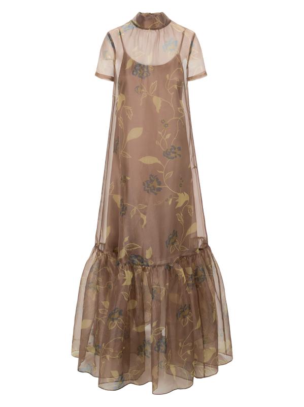 【関税込み】TOVE ブラウン Anwen シルク マキシドレス フォクシーニューヨーク L'aise Dress アレーズ ドレス 43743