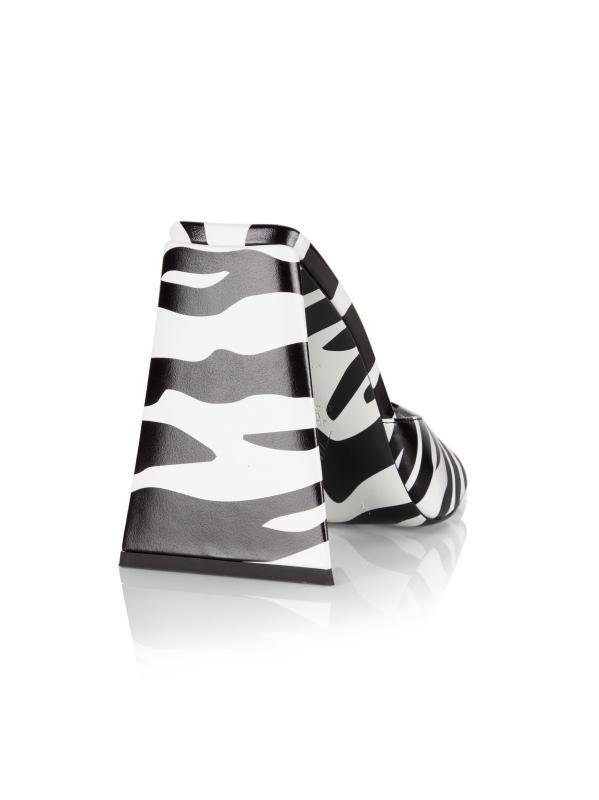 Shop The Attico - Devon 115MM Zebra-Print Leather Mules
