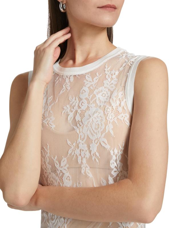 #5: بلوزة بدون أكمام من الدانتيل الشفاف من براكسس - عاجيي