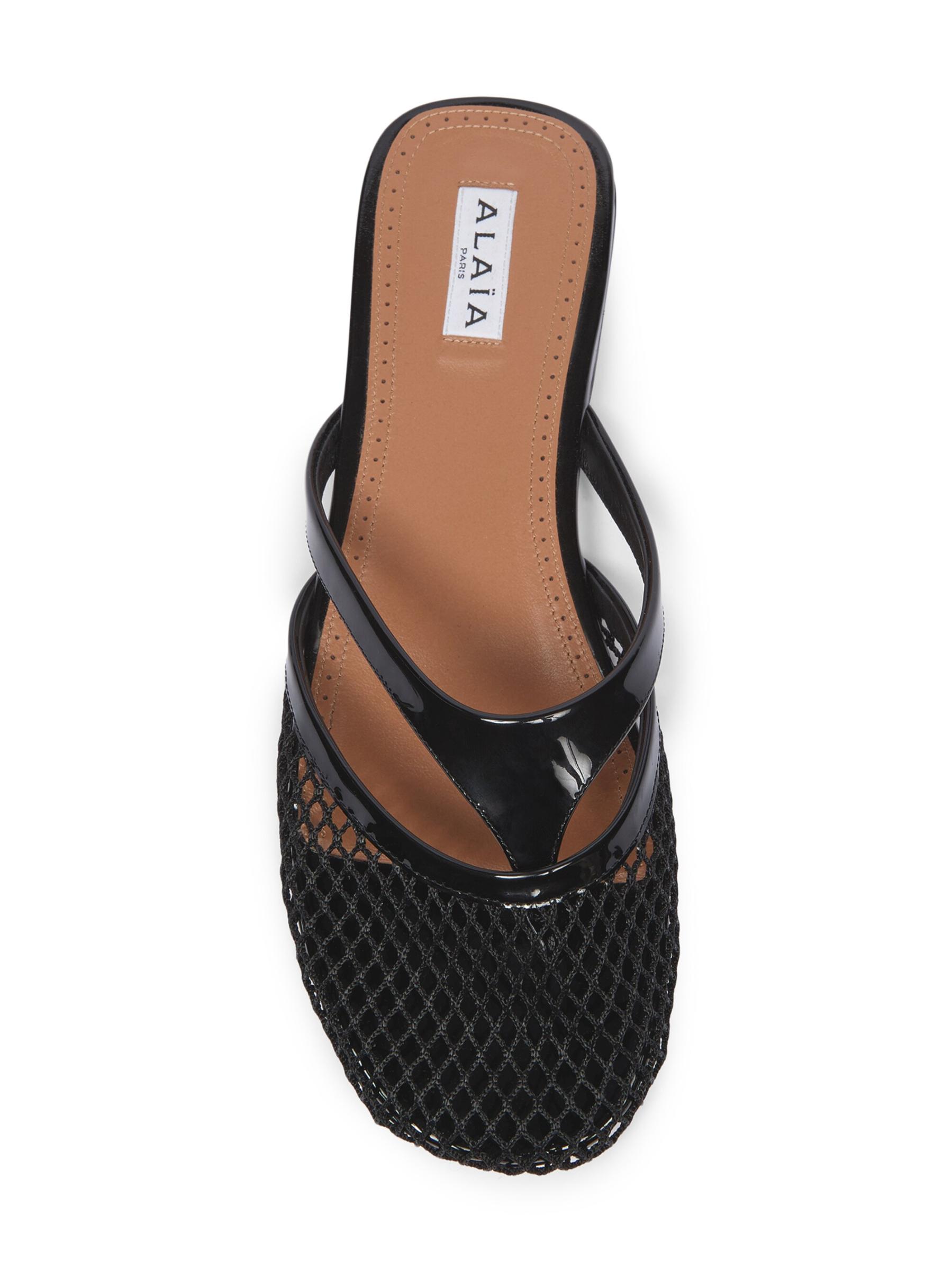 ALAIA☆関税込み☆レザートリムのフィッシュネットミュール ALAÏA フィッシュネット ミュール レザートリム | NET-A-PORTER