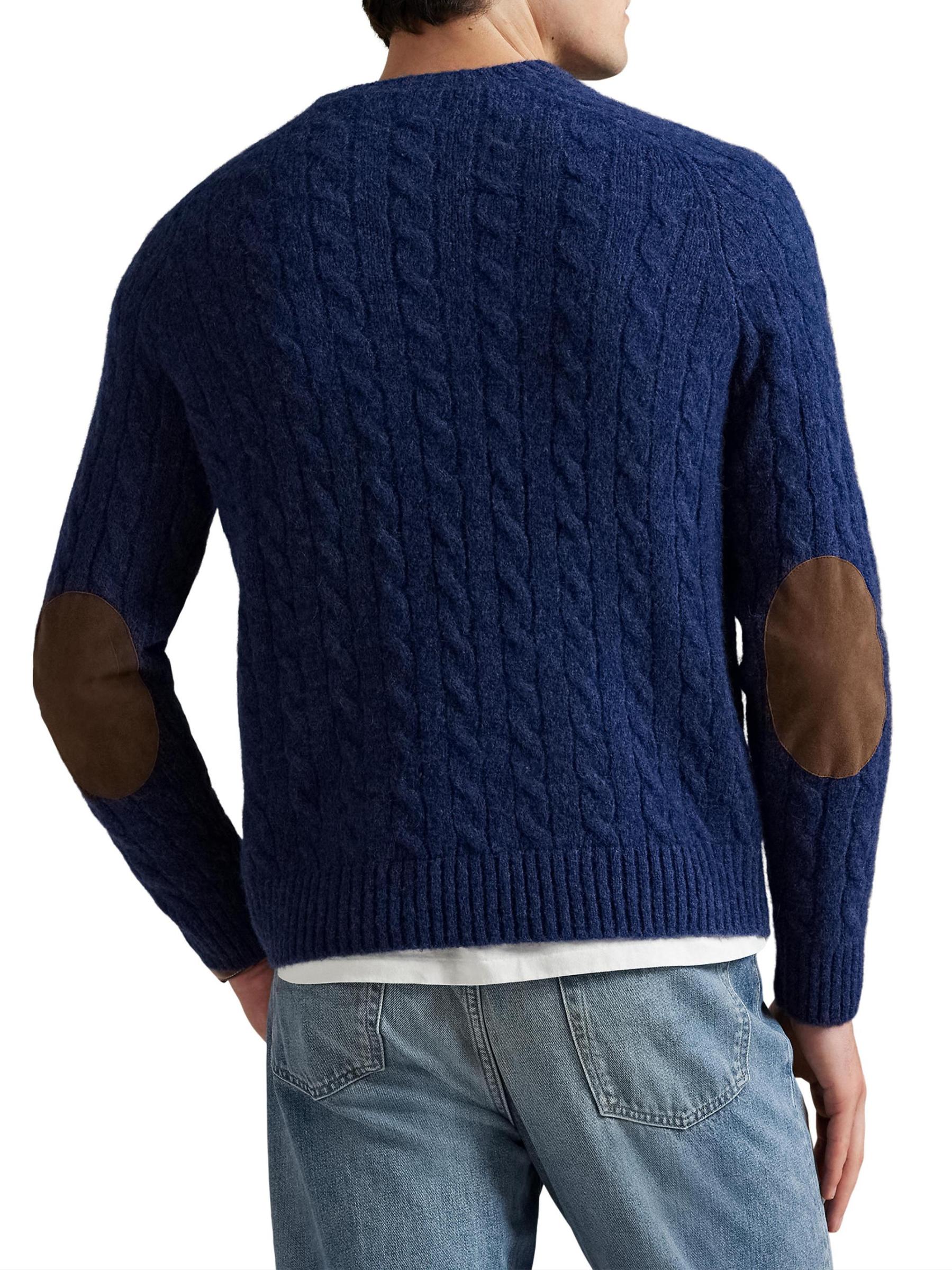 Wool-Blend & Suede Cable-Knit Sweater